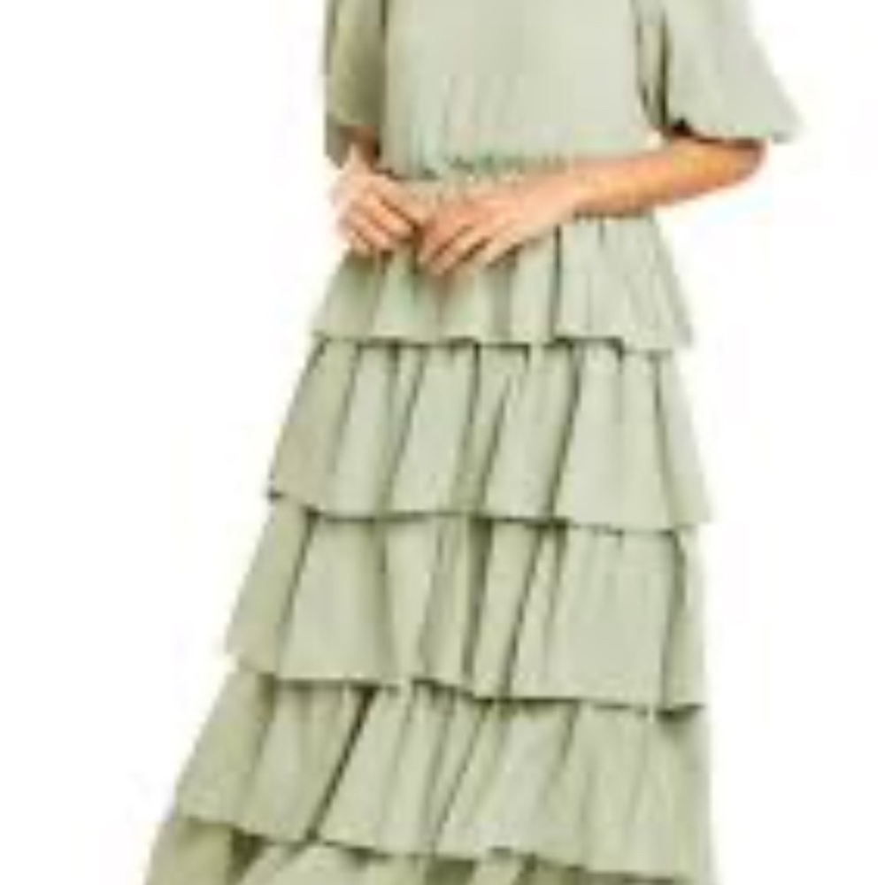 Free the Roses Green Ruffled Tiered Maxi Dress